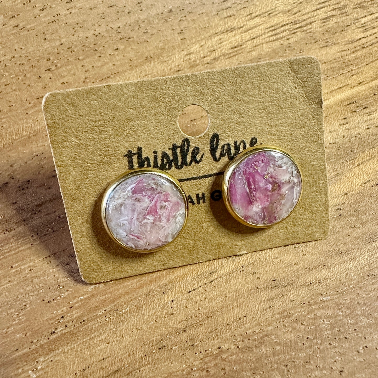 Studs - Pink Faux Stone