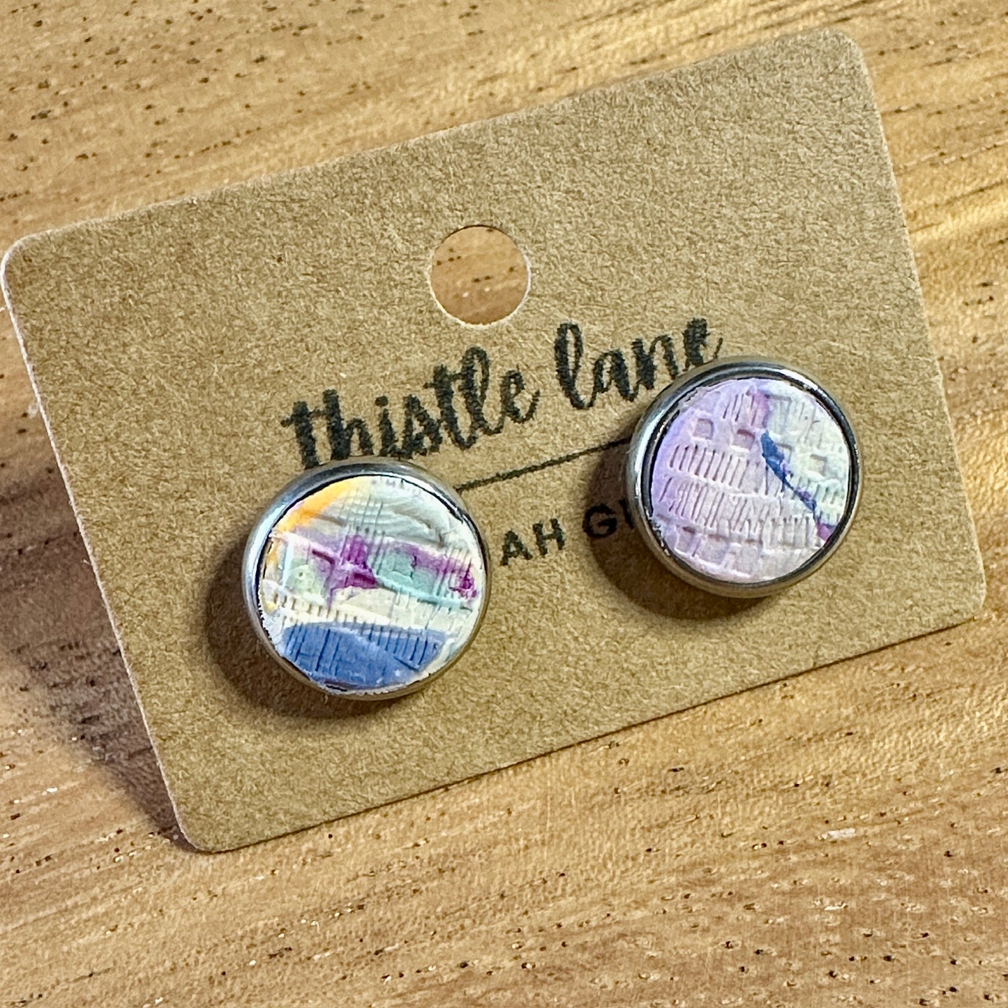 Multi colored textured 12mm Stainless Steel Studs