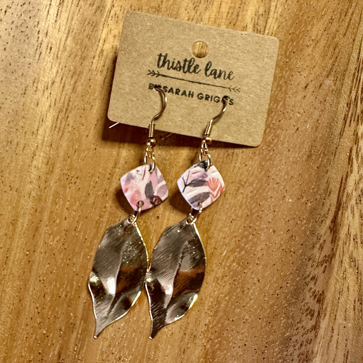 Floral w/ Gold Leaf Dangle