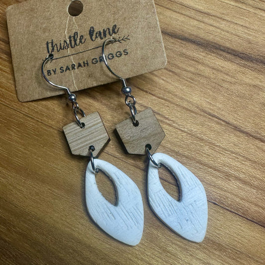 Cream with Dangle on Silver French Hook