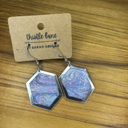 Dangle - Blue & Purple Galaxy Hexagon