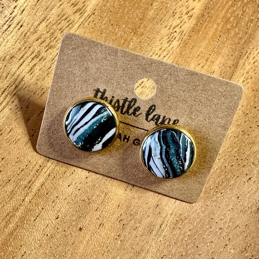 Black Teal 12mm Studs
