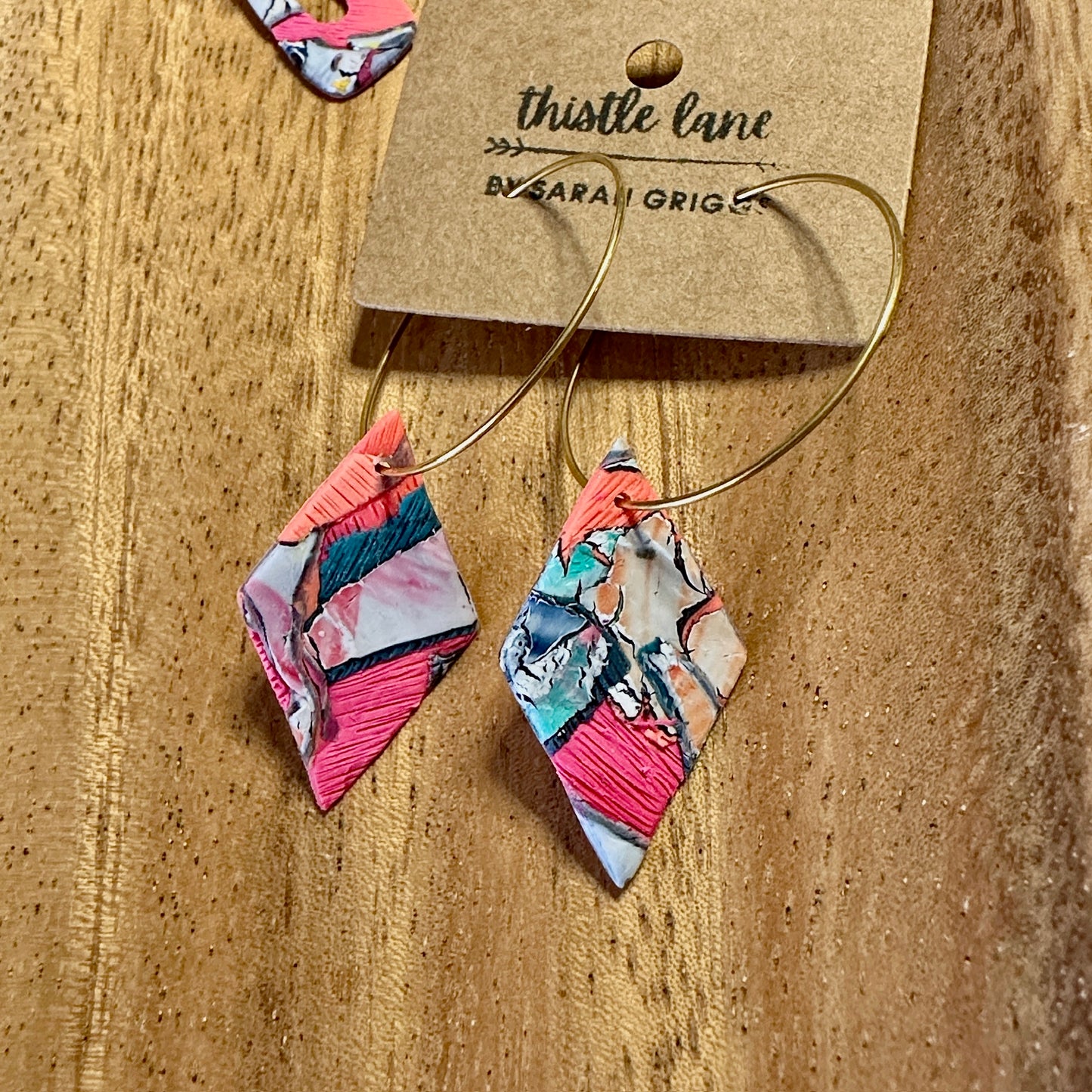 Multi-colored Diamond on Hoop