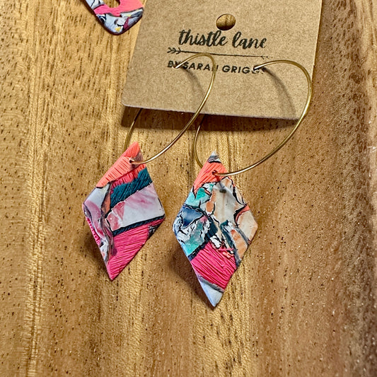 Multi-colored Diamond on Hoop