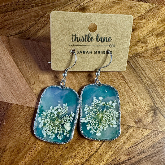 White Floral Turquoise