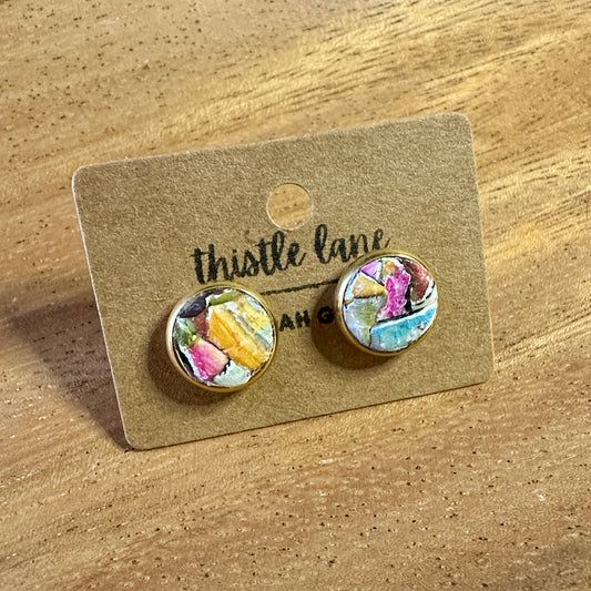 Multi Colored Abstract 10 mm studs